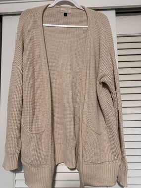 Universal Thread Neutral Beige Waffle Knit Open Cardigan